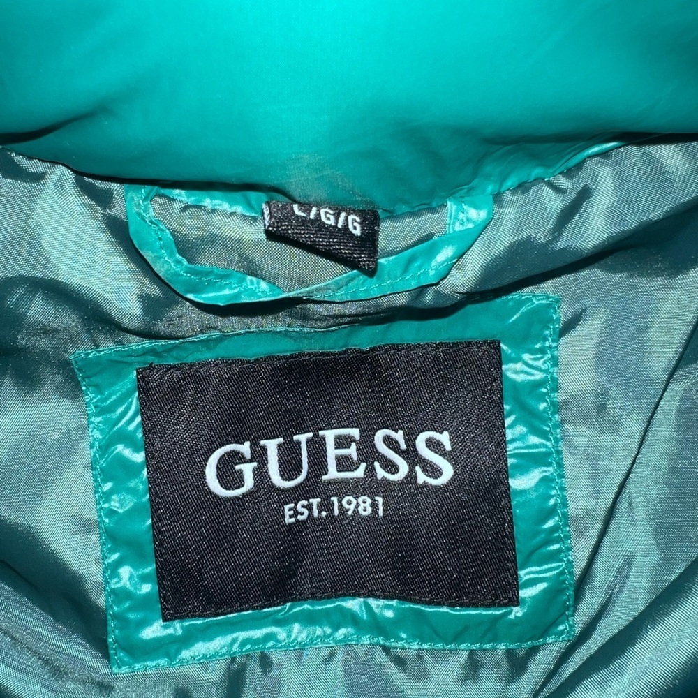 GUESS Emerald Green Hooded Puffer Jacket | Women’s Large | NWOT - Picture 10 of 10